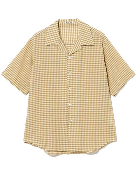 camicia airy h/s uomo mostarda AURALEE | A26SS02GCMUSTARD GINGHAM CHECK